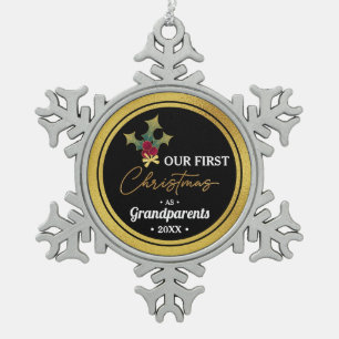 Grandparent's First Christmas Snowflake Pewter Christmas Ornament