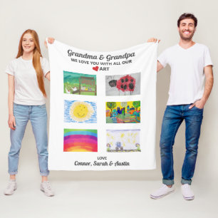 Grandparents From Grandkids Love You Art Drawings Fleece Blanket