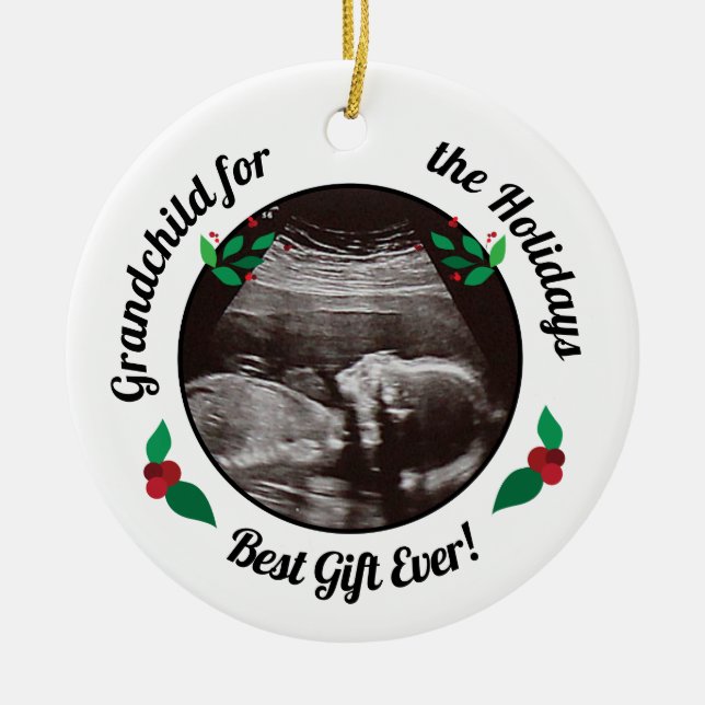 Grandparents Grandchild for Christmas Holidays Ceramic Ornament (Front)