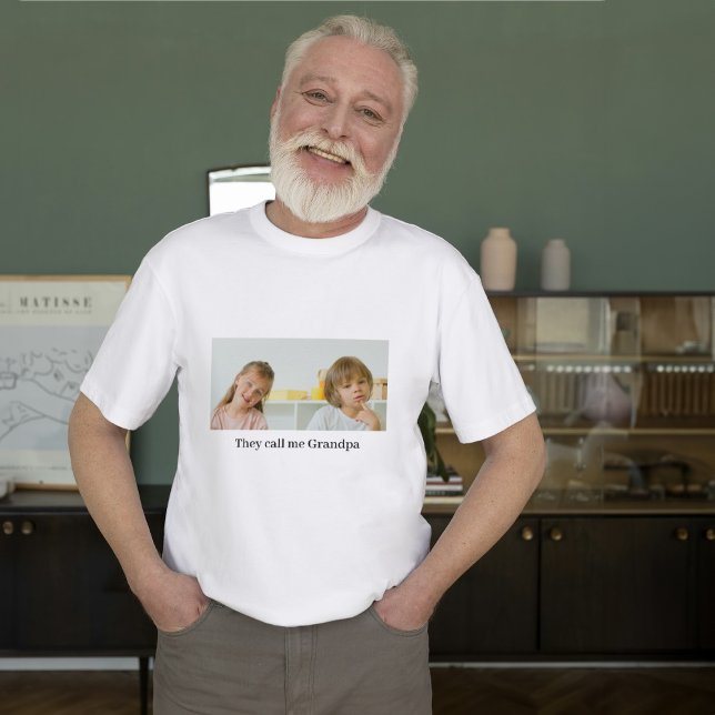 Grandparents Grandpa Grandma Customise Photo T-Shirt (Creator Uploaded)