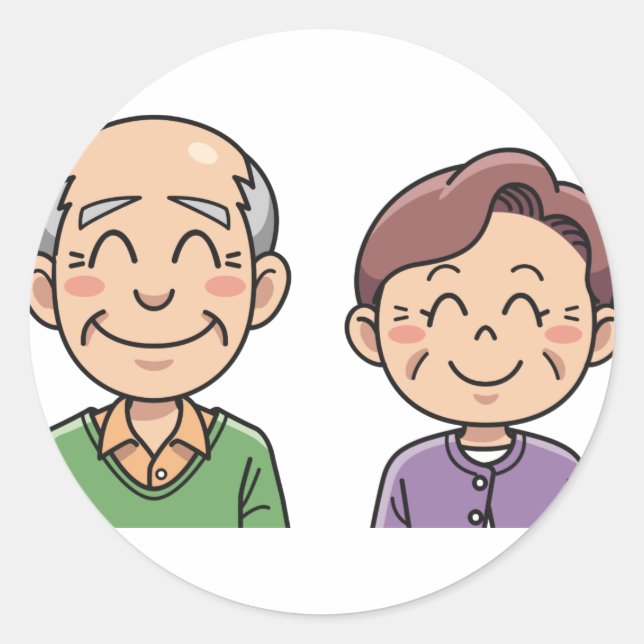 Grandparents grandpa grandma seniors happy couple classic round sticker (Front)