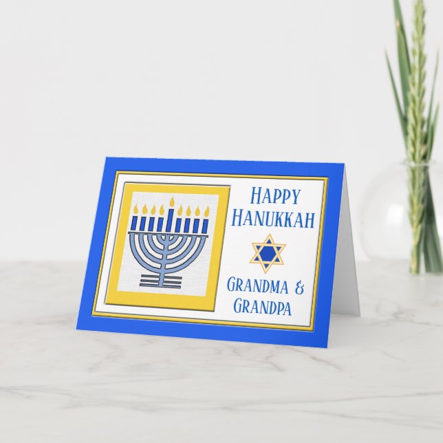 Grandparents Hanukkah Contemporary Menorah Card (Front)