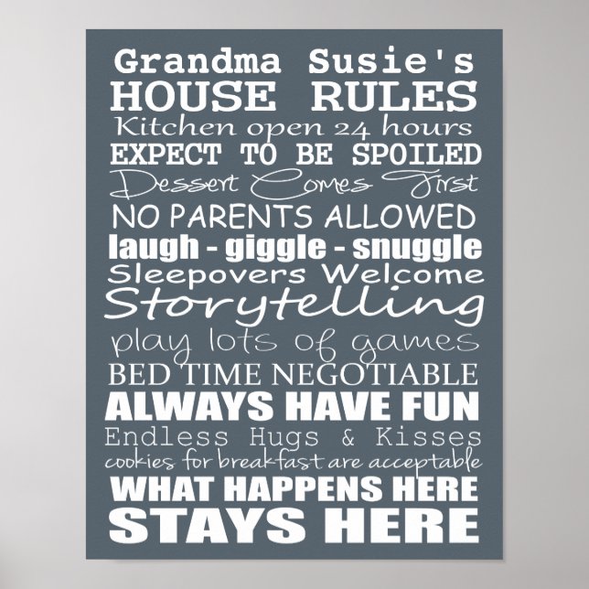 Grandparents House Rules - Customise Yours! Poster (Front)