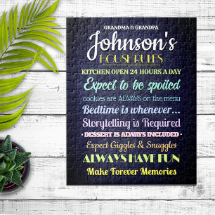 Grandparents House Rules Personalised  Jigsaw Puzzle