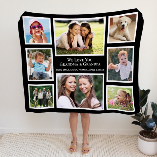 Grandparents Love You 8 Photo Collage Sherpa Blanket (Creator Uploaded)