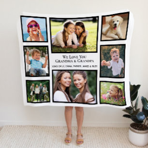 Grandparents Love You Photo Collage Sherpa Blanket
