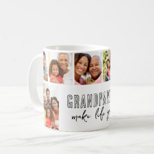 Grandparents Make Life Grand 8 Photo Family Gift Coffee Mug