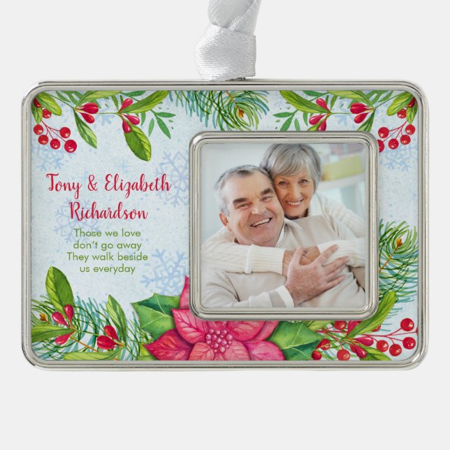 Grandparents Memorial Photo Template Christmas Silver Plated Framed Ornament (Front)