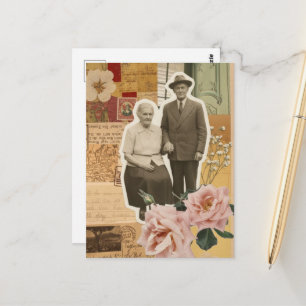 Grandparents Mixed Media Collage Postcard