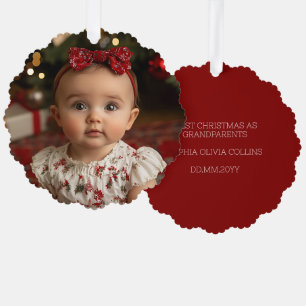 Grandparents Modern Baby's First Christmas Photo Tree Decoration Card