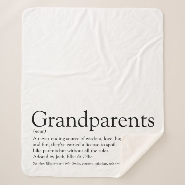 Grandparents Modern Black and White Fun Quote Sherpa Blanket (Front)