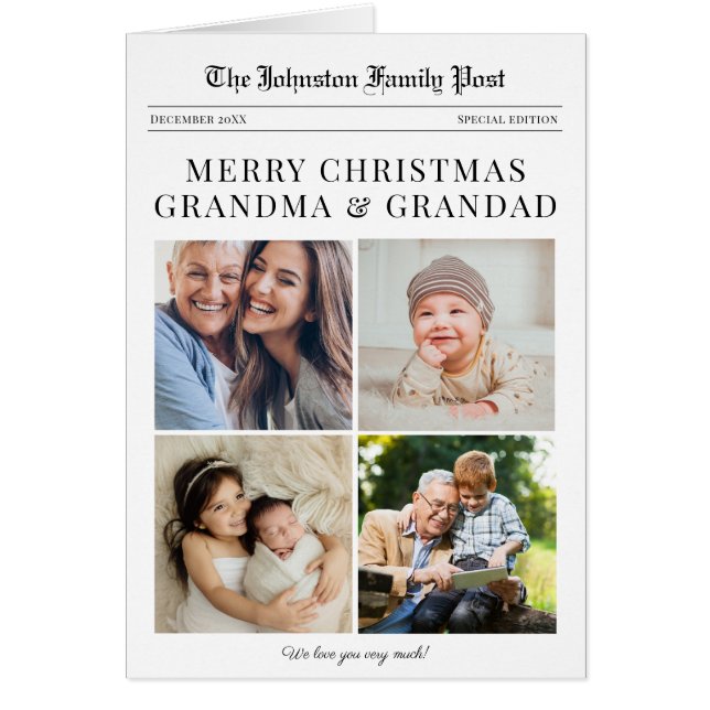 Grandparents Newspaper Christmas Card (Front)