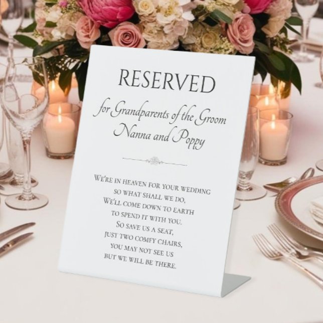 Grandparents of Groom Memorial In Heaven Wedding Pedestal Sign (Creator Uploaded)