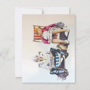 Grandparents On The Beach In Watercolors Holiday Card