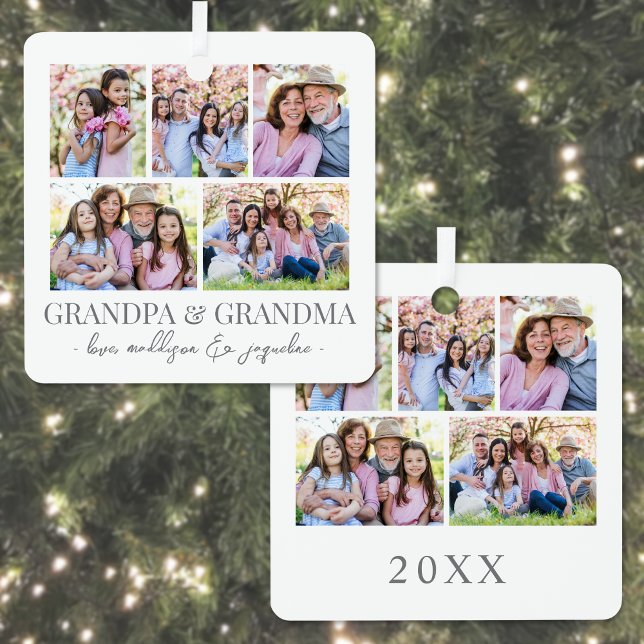 Grandparents Photo Christmas Metal Tree Decoration (Grandparents Photo Christmas Metal Ornament )