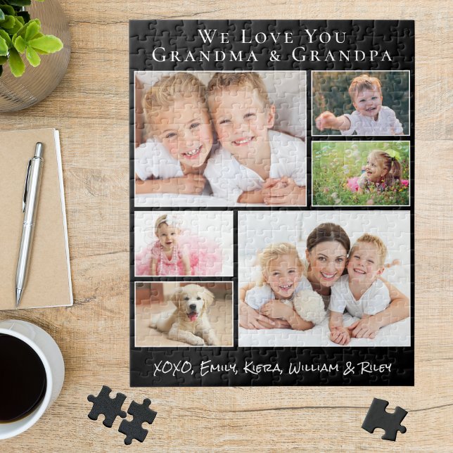Grandparents Photo Collage Black Jigsaw Puzzle (Creator Uploaded)
