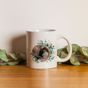 Grandparents photo eucalyptus Wreath Coffee Mug