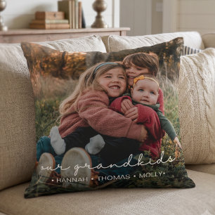Grandparents Photo Gift Grandkids Names Cushion