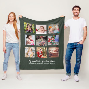 GRANDPARENTS PHOTO GIFTS - Green Fleece Blanket