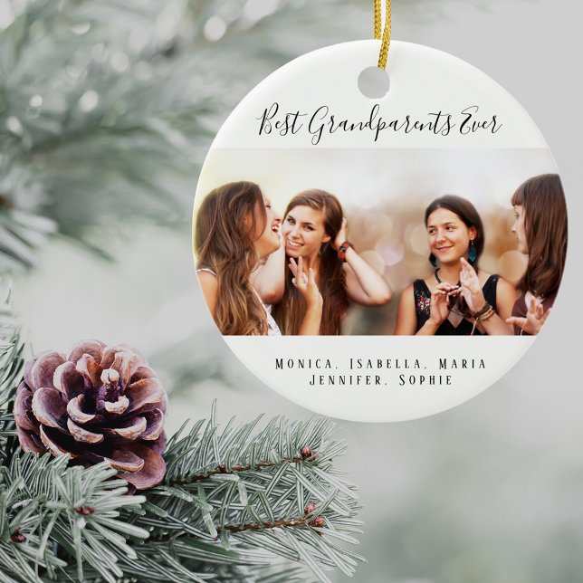 Grandparents photo grandkids ceramic ornament (Creator Uploaded)