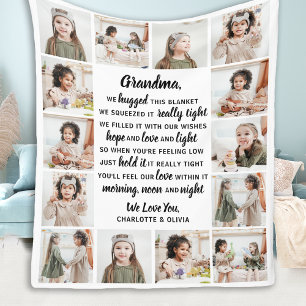 Grandparents Poem 14 Photo Collage Grandma Fleece Blanket