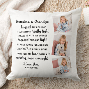 Grandparents Poem Custom Grandma Grandpa 3 Photo  Cushion