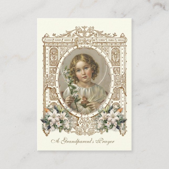 Grandparents Prayer for Grandchildren sacred Heart Place Card (Front)