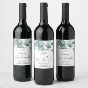Grandparents Pregnancy Announcement for Parents Wi Wine Label