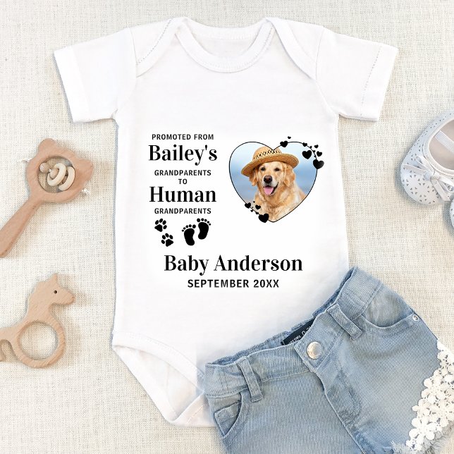 Grandparents Promoted Custom Pet Dog Photo New  Baby Bodysuit (Creator Uploaded)