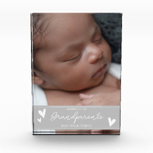 Grandparents Promoted New Baby Script Keepsake Photo Block