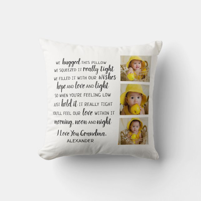 Grandparents Quote Photo Collage Cushion (Front)
