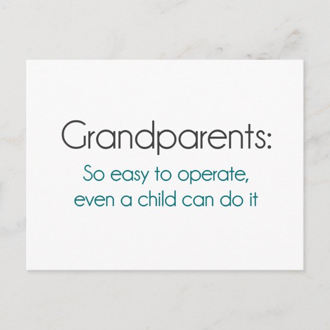 Grandparents So Easy To Operate Postcard (Front)
