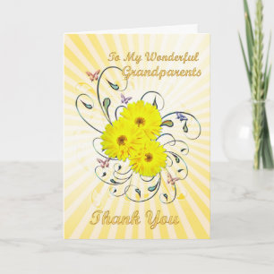 Grandparents, Thank you card with yellow flowers