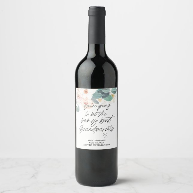 Grandparents to be Pregnancy Announcement New Baby Wine Label (Front)