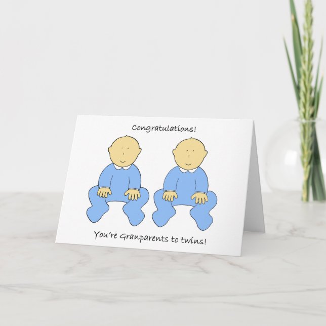 Grandparents to Twin Boys Congratulations Card (Front)