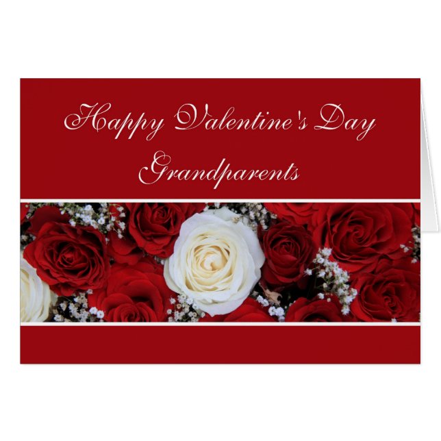 Grandparents Valentine's Day red and white roses (Front Horizontal)