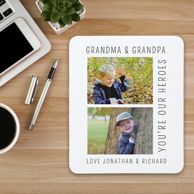 Grandparents "You're Our Heroes" Photo Mouse Pad (Creator Uploaded)