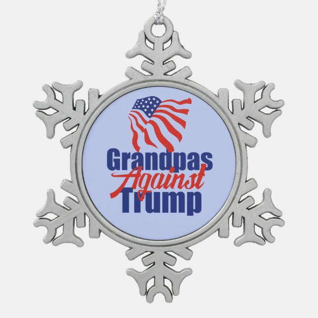 Grandpas Against Trump Snowflake Pewter Christmas Ornament (Front)