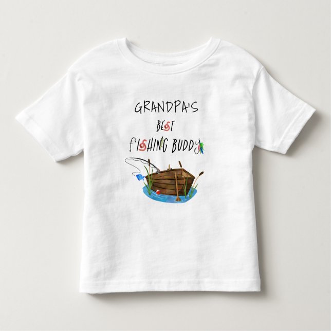 Grandpa's Best Fishing Buddy Cute Toddler T-Shirt (Front)