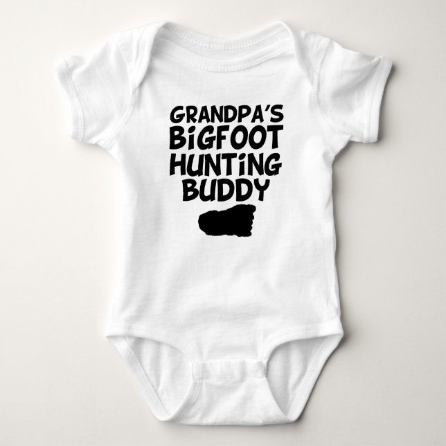 Grandpa's Bigfoot Hunting Buddy Baby Bodysuit (Front)