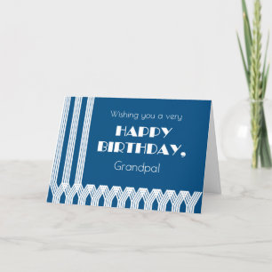 Grandpa's Birthday Art Deco Patterns on Blue Holiday Card