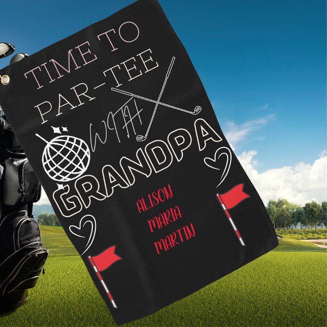 Grandpa's Black Golf Towel with Grandchild's Name (Creator Uploaded)