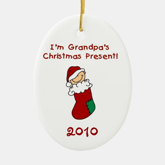 Grandpa's Christmas Present  Baby Ornament (Front)