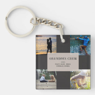 Grandpa's Crew Custom 4 Photo Grid Keychain