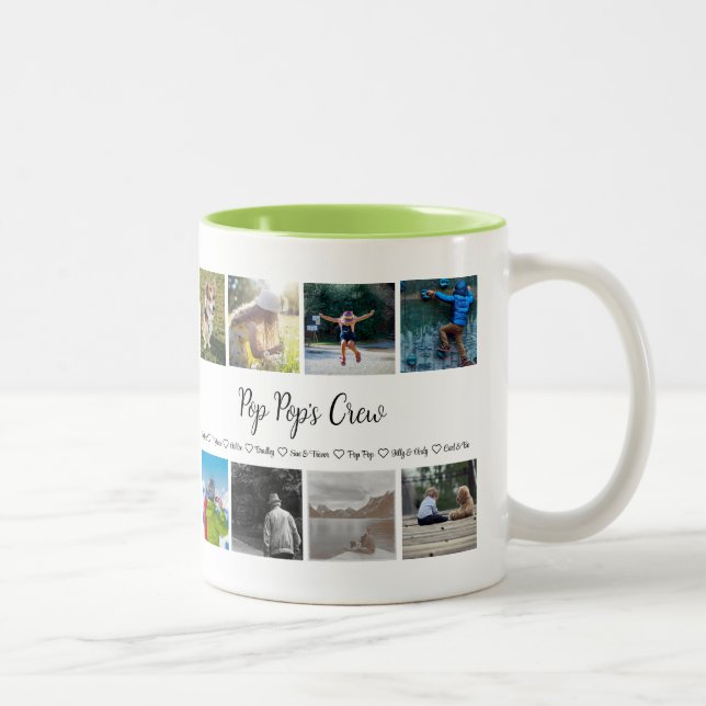 Grandpa's Crew Custom 8 Photo Grid   Two-Tone Coff Coffee Mug (Right)