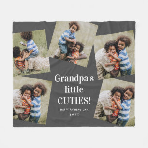 Grandpa's Cuties Photo Collage Father's Day Fleece Blanket