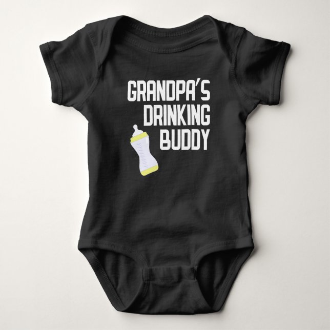Grandpa's Drinking Buddy Baby Bodysuit (Front)
