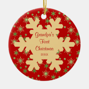 Grandpa's First Christmas Red Snowflake Ornament