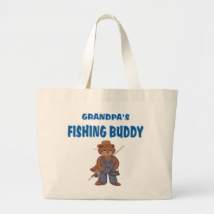 Grandpa's Fishing Buddy Bears Large Tote Bag