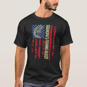 Grandpa's Fishing Buddy Cool Patriotic Young Fishe T-Shirt